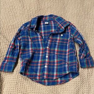 Old Navy Kids Plaid Shirt - Blue, Red, and Green